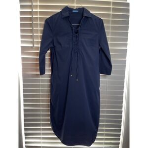 J. Mclaughlin blue dress with criss cross tie in front